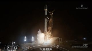 A SpaceX Falcon 9 rocket launches 20 internet satellites for Eutelsat OneWeb from California’s Vandenberg Space Force Base on Oct. 20, 2024.