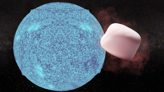 Blue glowing sphere next to an irregularly shaped pink cube