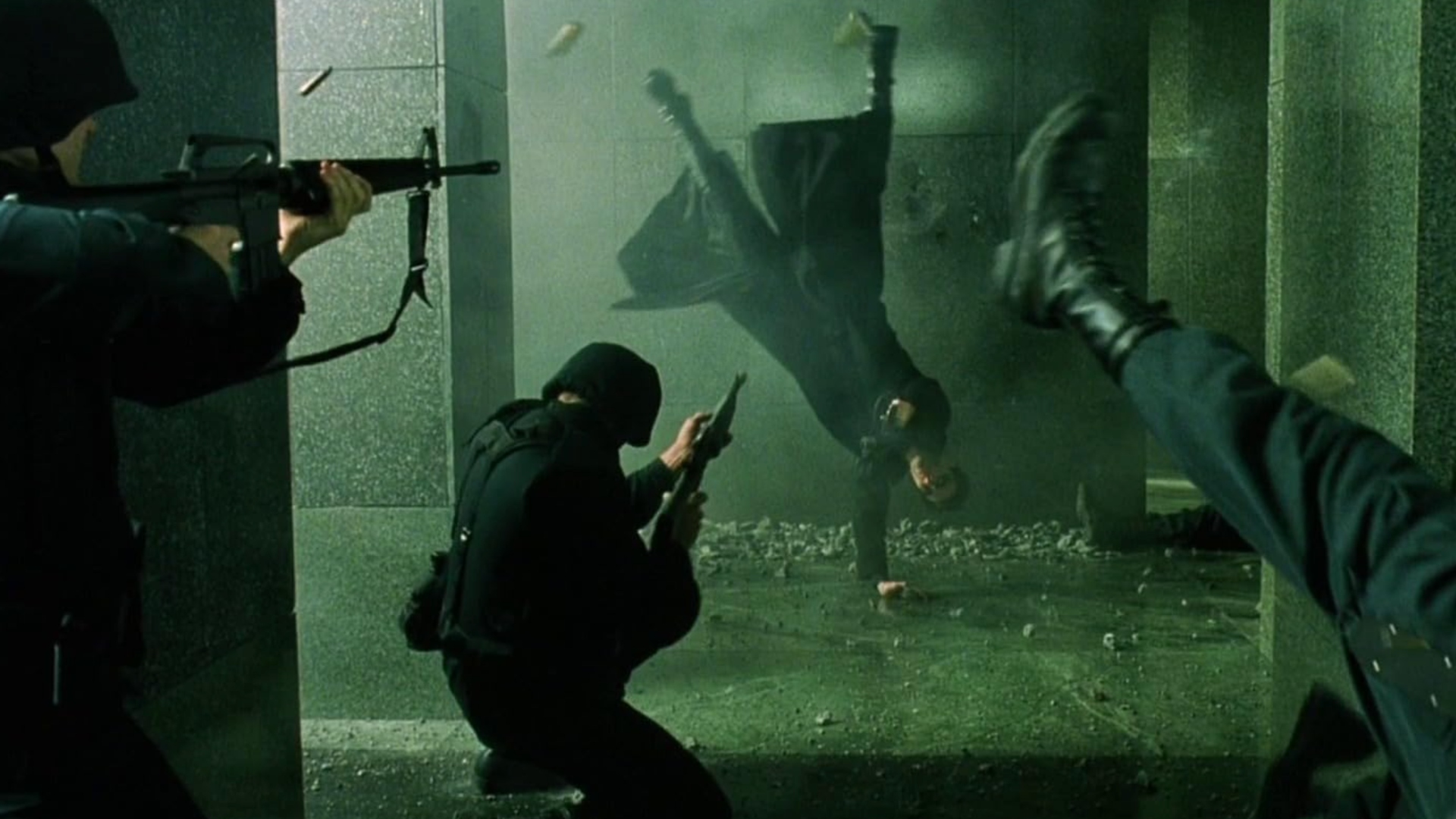 Screenshot from the sci-fi movie The Matrix (1999)