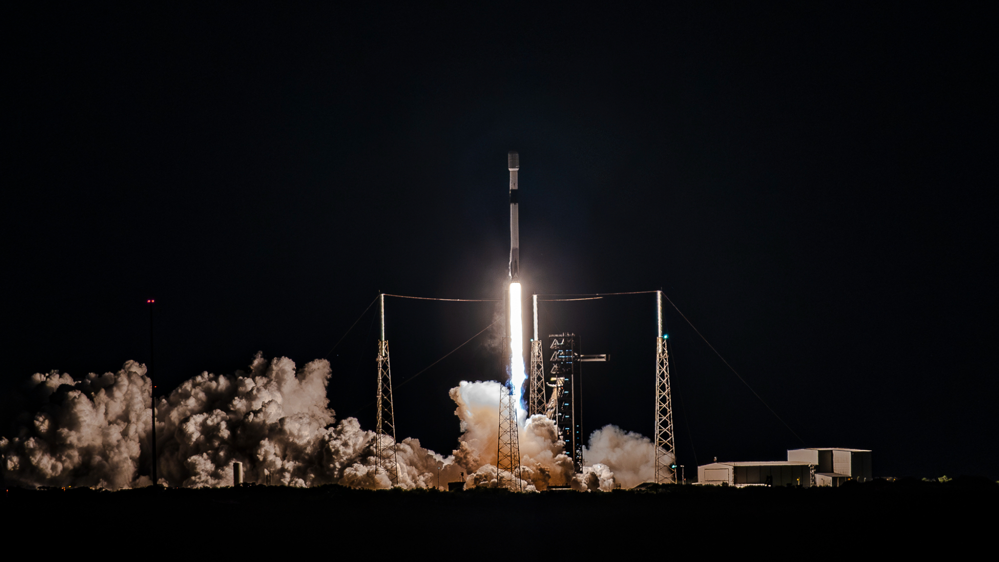 A SpaceX Falcon 9 rocket launches 29 Starlink satellites from Florida on Nov. 10, 2025.