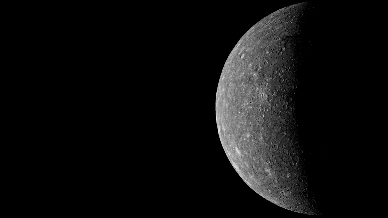 Mariner 10's first image of Mercury