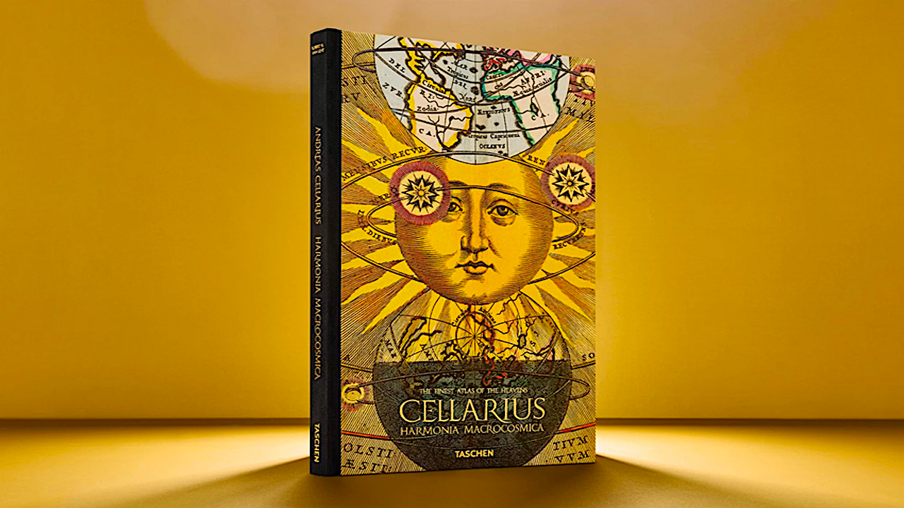 a book cover for Cellarius, an astronomy map volume