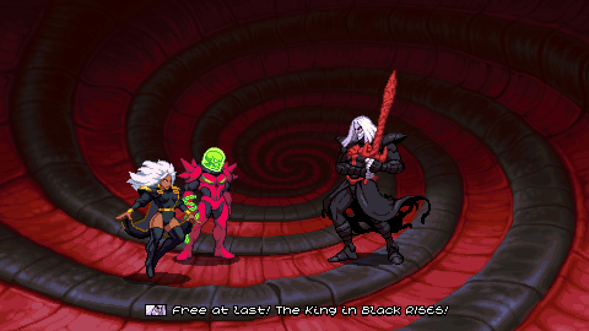 A series of screenshots from the Marvel Cosmic Invasion game, showing cartoon characters fighting.