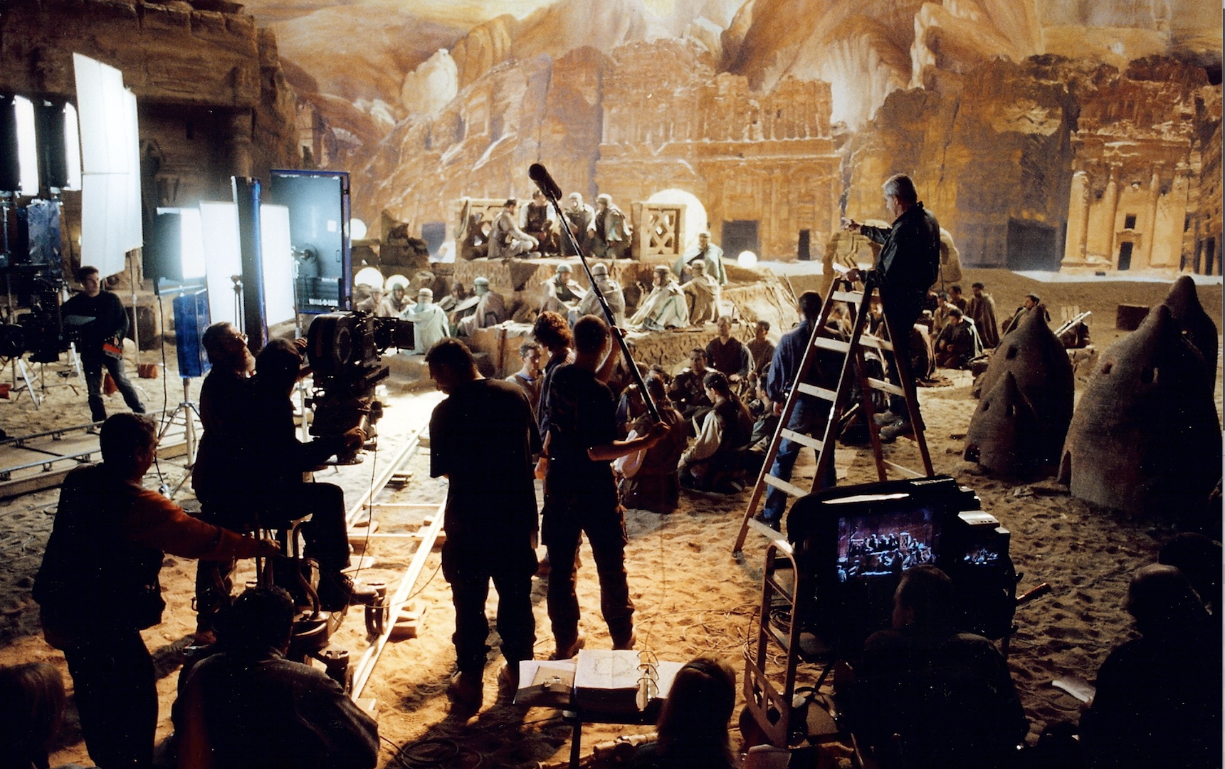 a behind-the-scenes shot from a sci-fi film