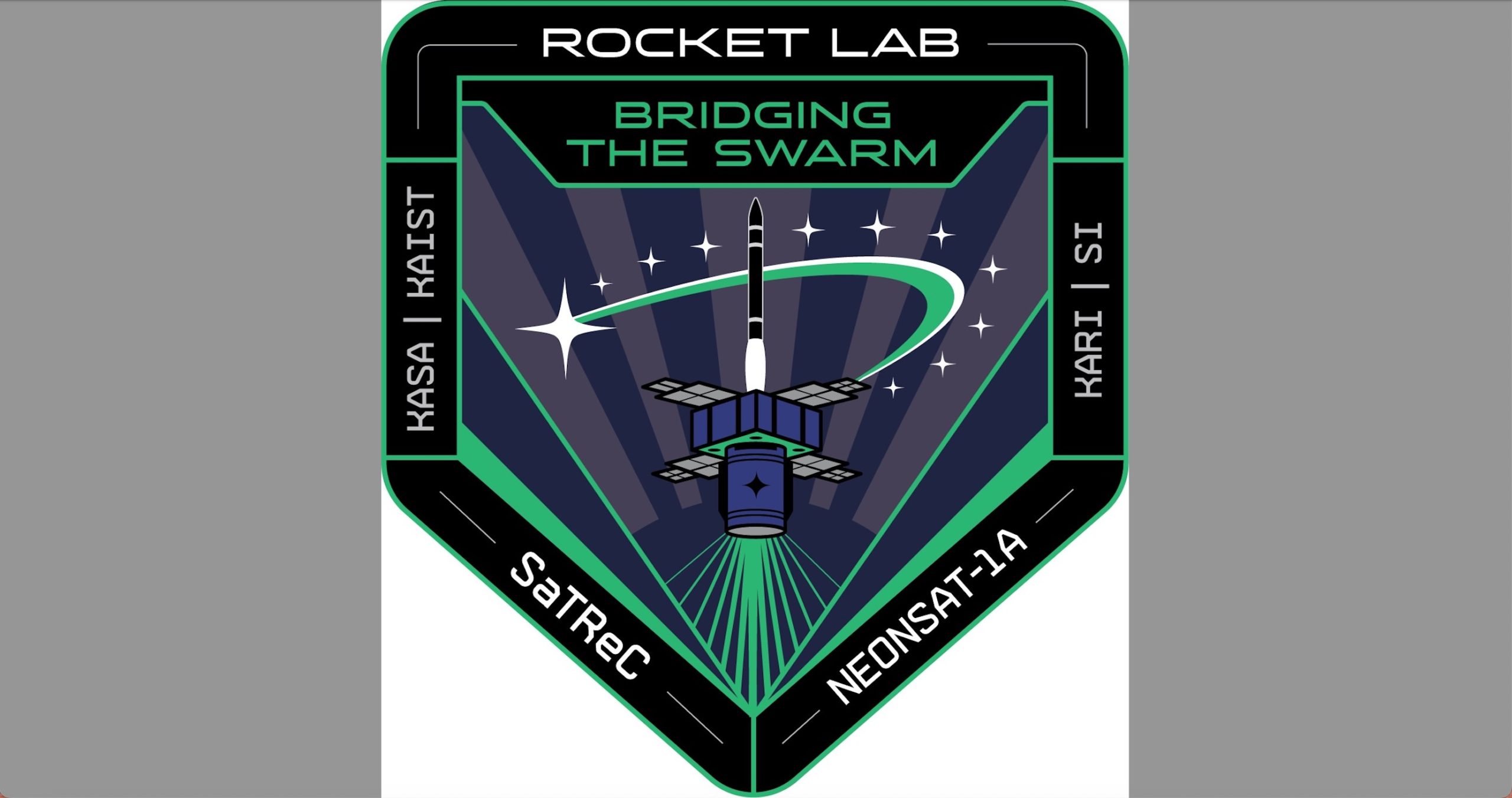 a pentagonal space mission patch, with the words