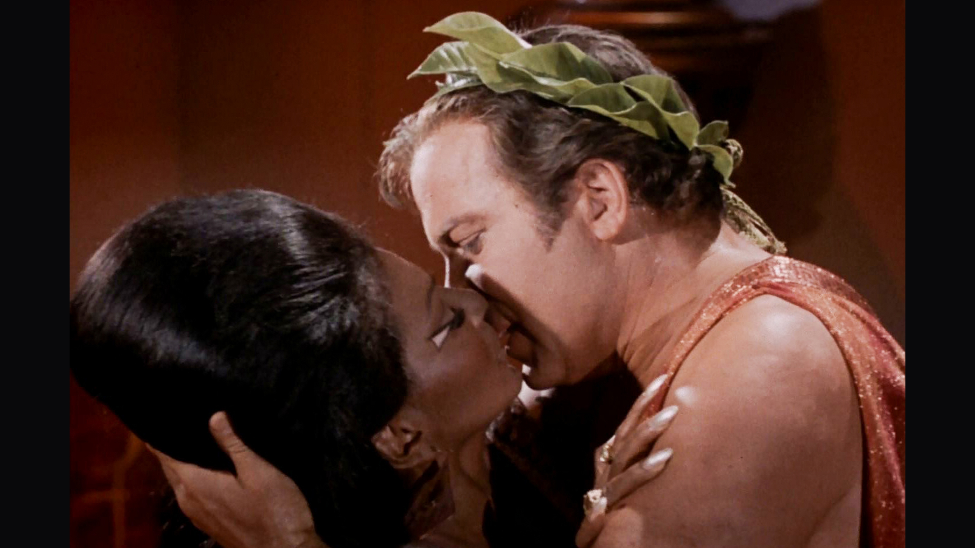Nichelle Nichols as Uhura and William Shatner as Captain James T. Kirk in the STAR TREK episode, 