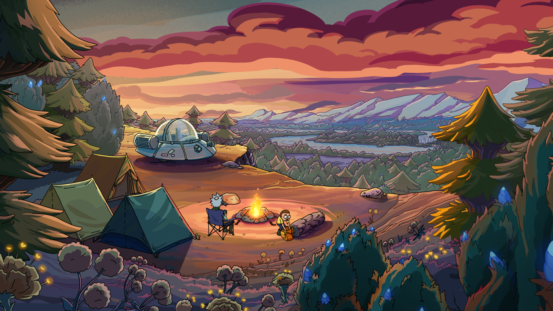 An alien spaceship on a camping trip