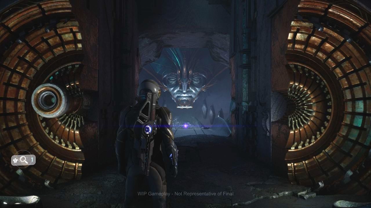 a space traveler entering an extraterrestrial shrine