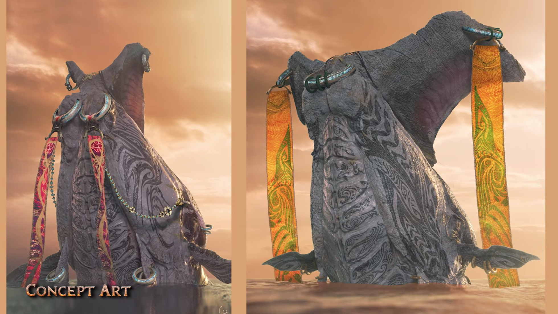 Two giant sci-fi water creatures