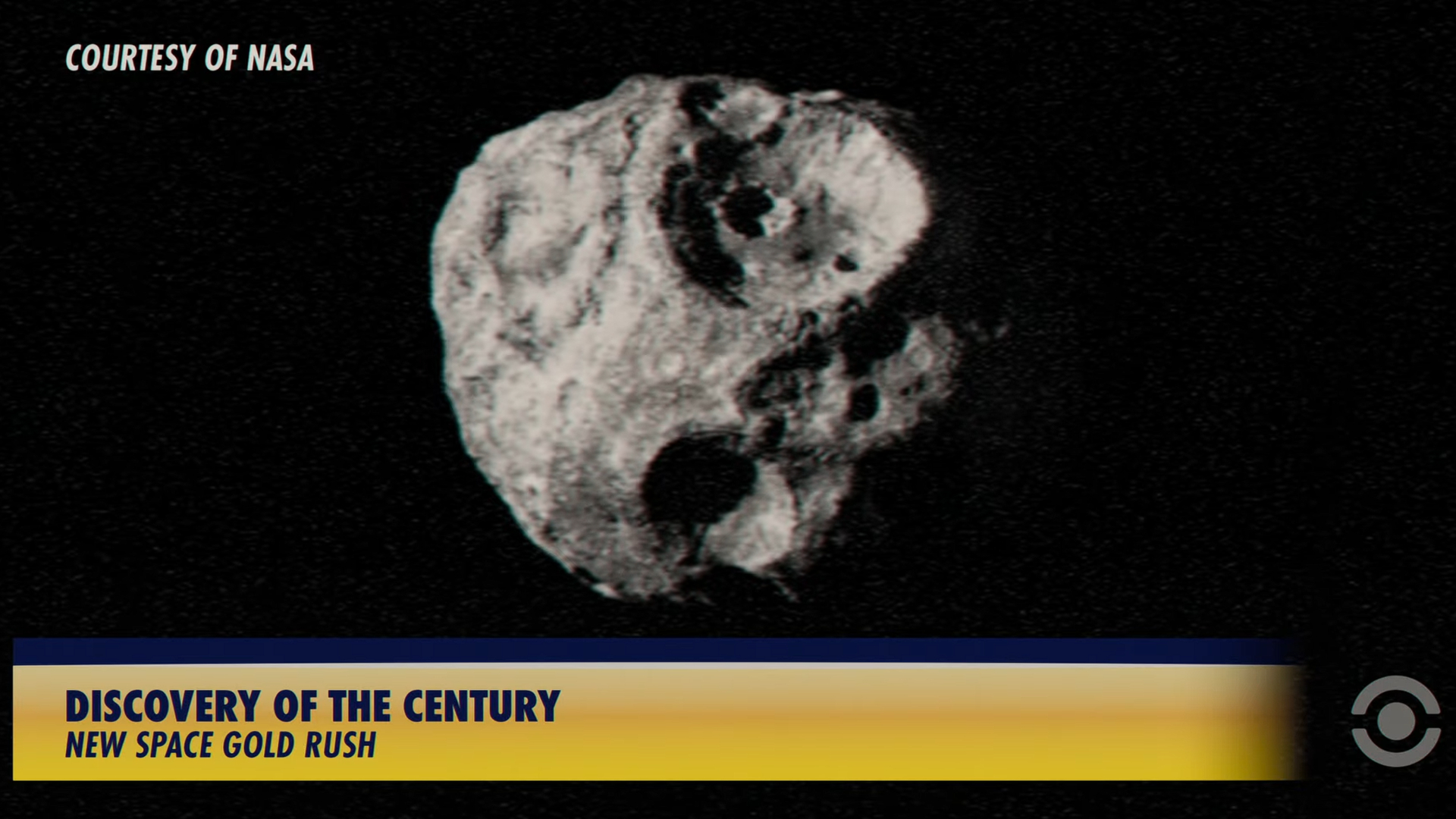 The Goldilocks asteroid shown on a news report in the sci-fi TV show 