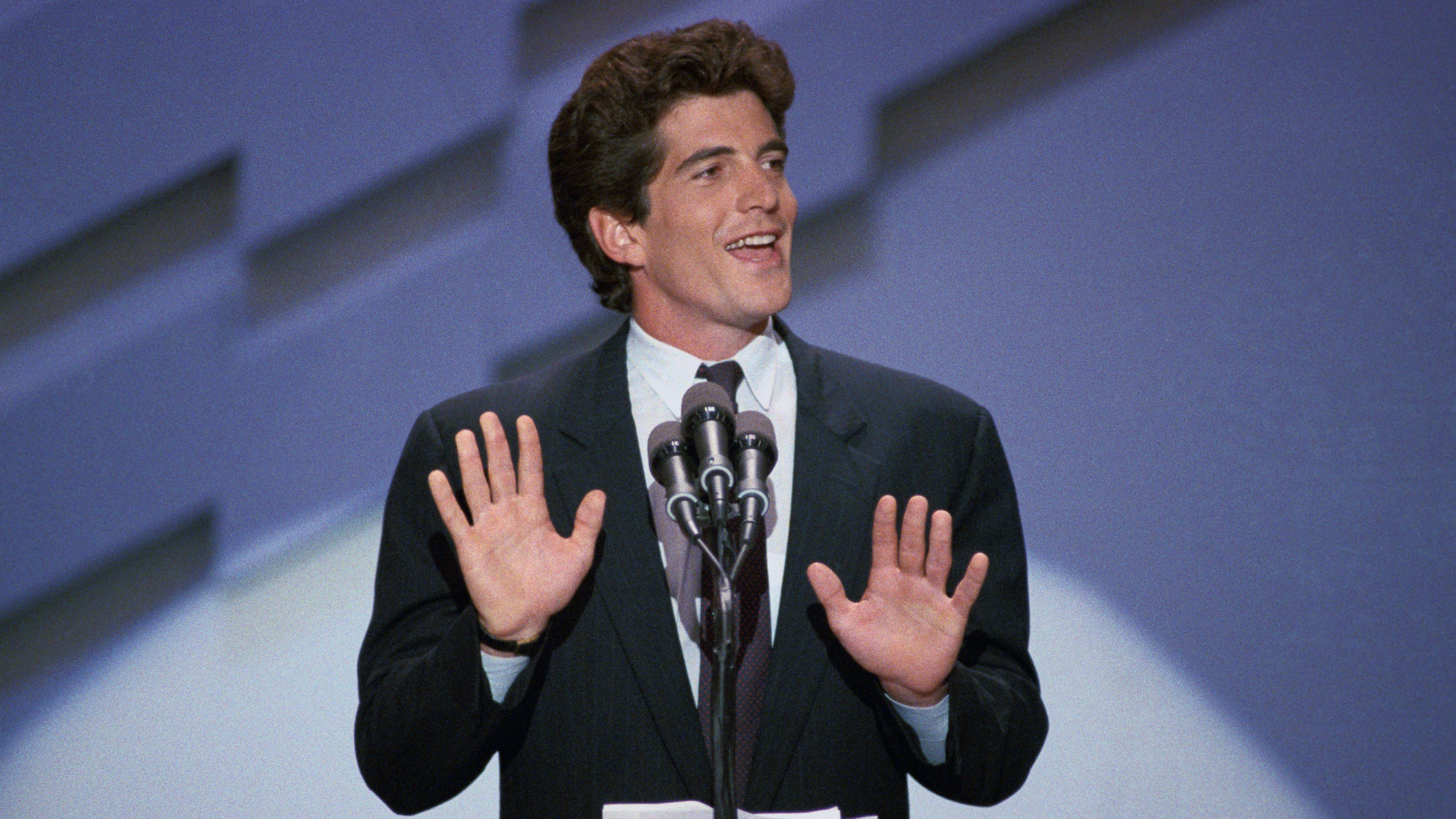 John F. Kennedy, Jr. addresses the Democratic National Convention. (1988)