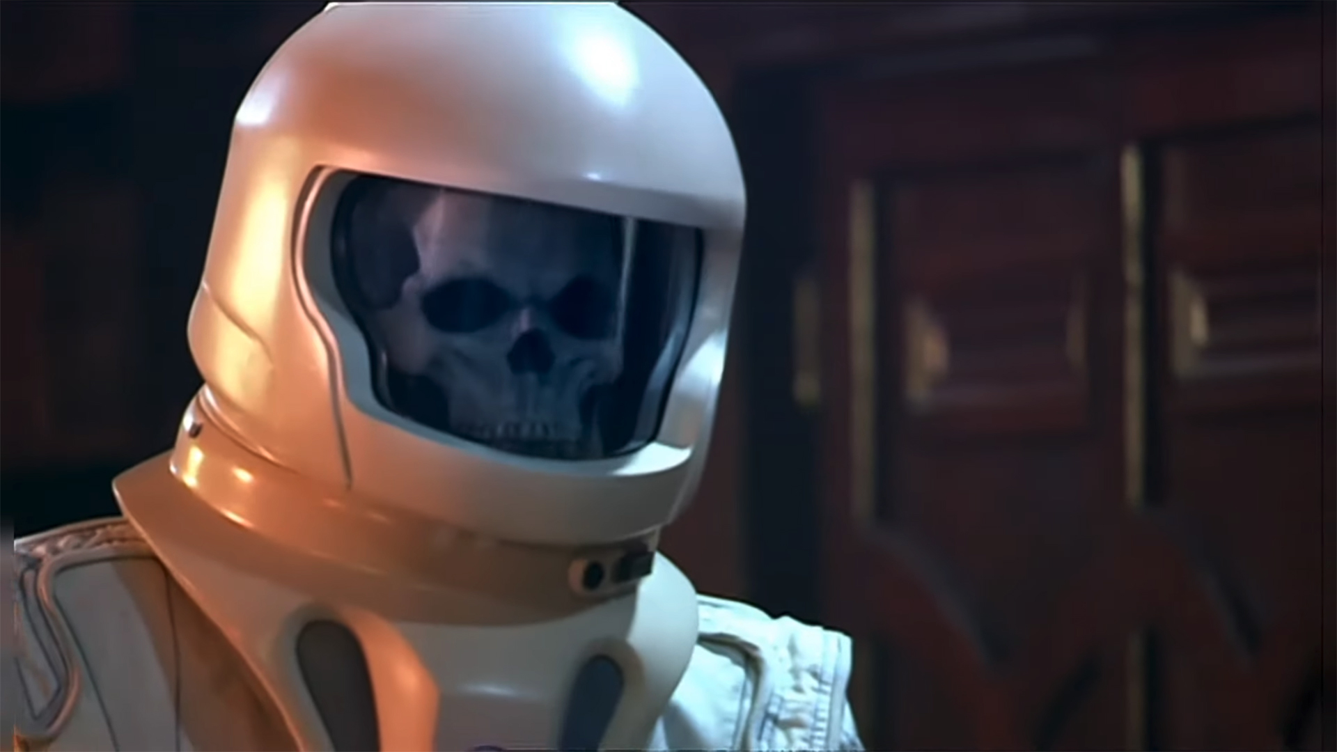 A skeleton inside a spacesuit. This is a person eaten by the Vashta Nerada in the BBC sci-fi show 